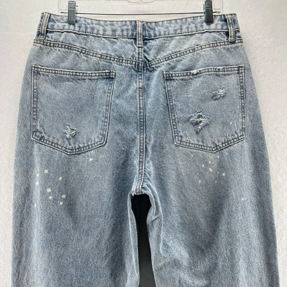 No Boundaries Jeans Womens 33 x 27 Mom High Waist Distressed Light Washed Blue - Picture 5 of 9